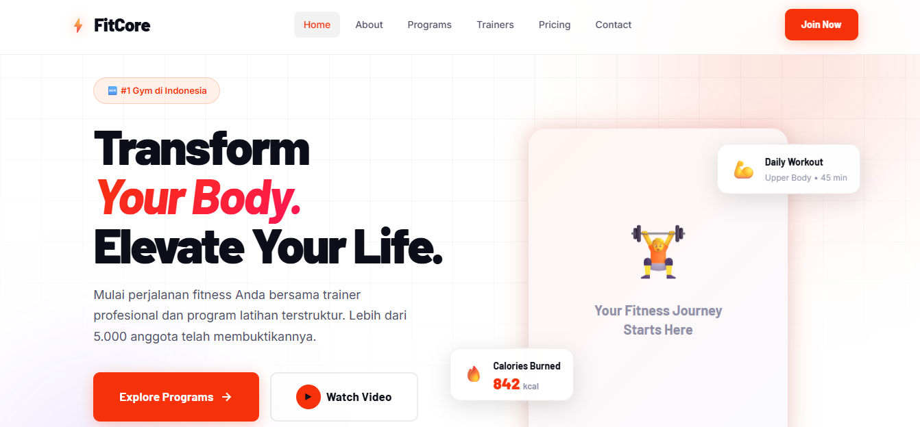 Fitness & Gym Website | Template Website Gym dan Fitness HTML CSS JavaScript Responsive