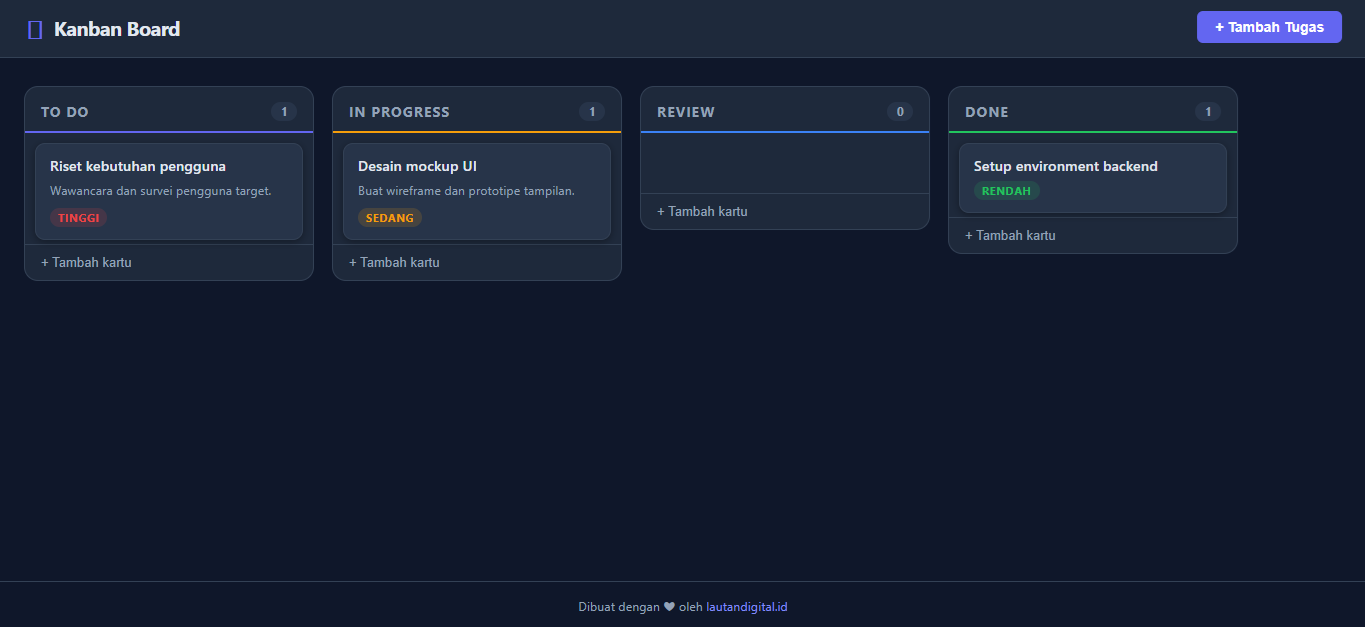 Kanban Board | Template Manajemen Tugas HTML CSS JavaScript Responsive