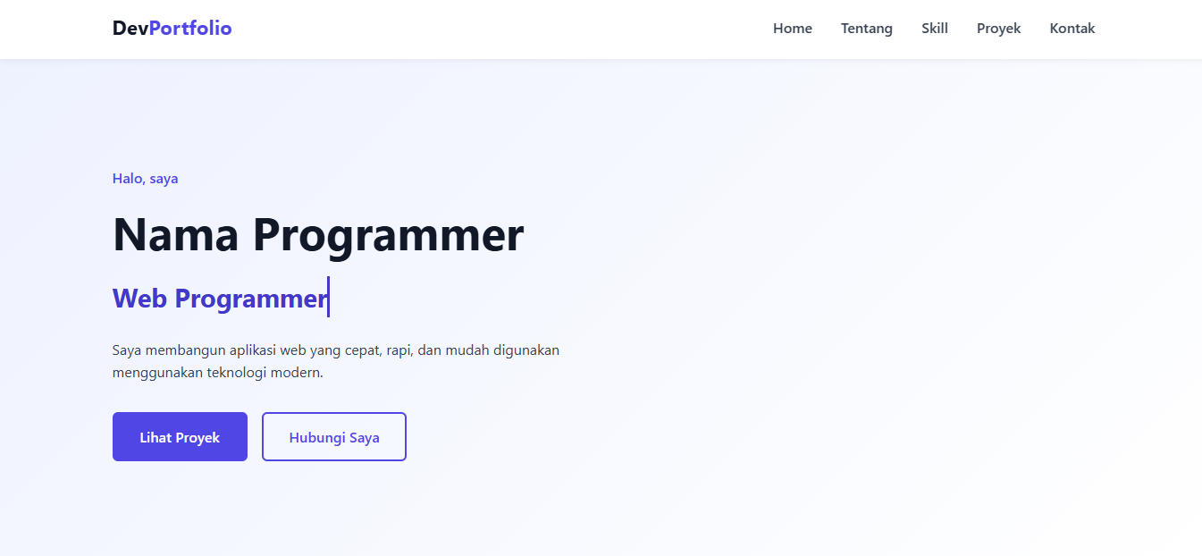 Portofolio Programmer | Template Portfolio Developer HTML CSS JavaScript Responsive